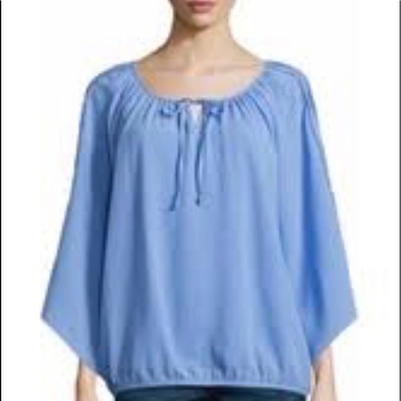 Alyx Tops - Light Blue Flattering  3/4 length Sleeve Blouse